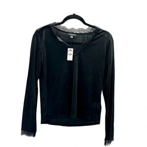 Express Women's Long Sleeve Sheer V-Neck Lace Top Size XS NWT